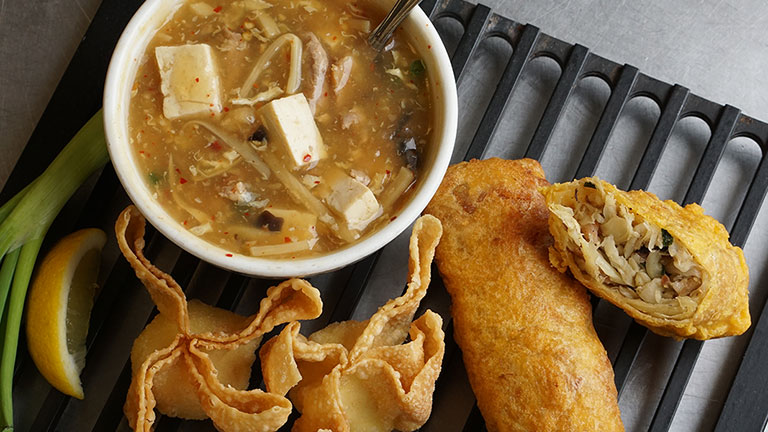 Hot & Sour Soup, Crab Rangoon, Egg Roll